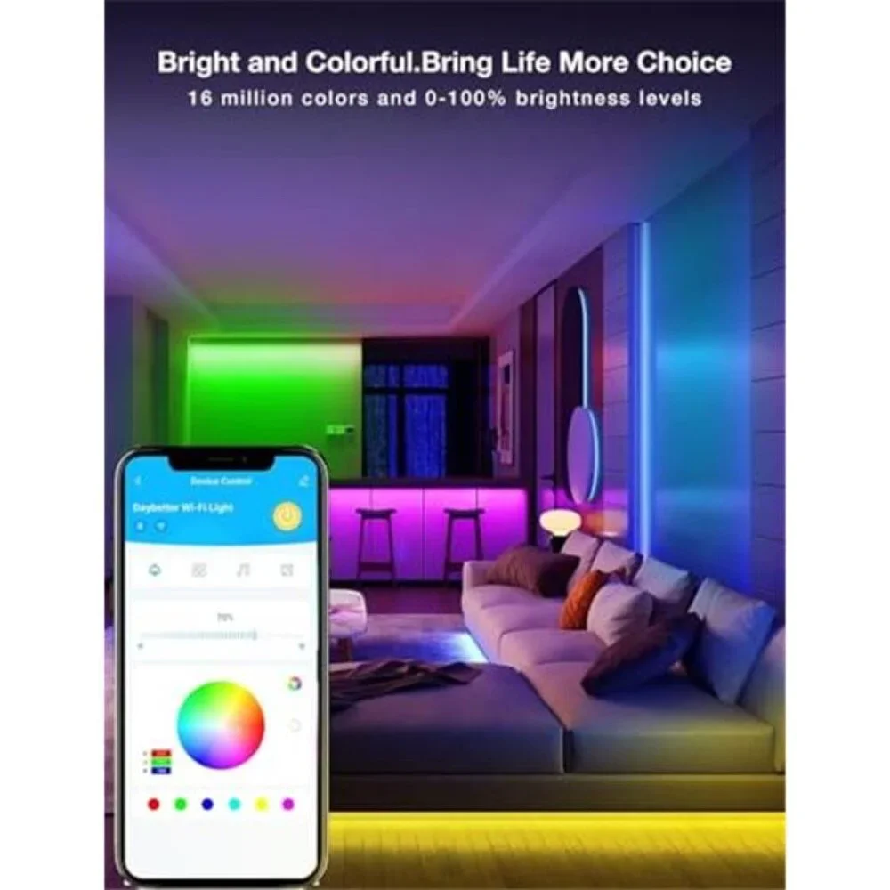Smart LED Strip Lights 100ft WiFi RGB Color Changing Music Sync Voice Control